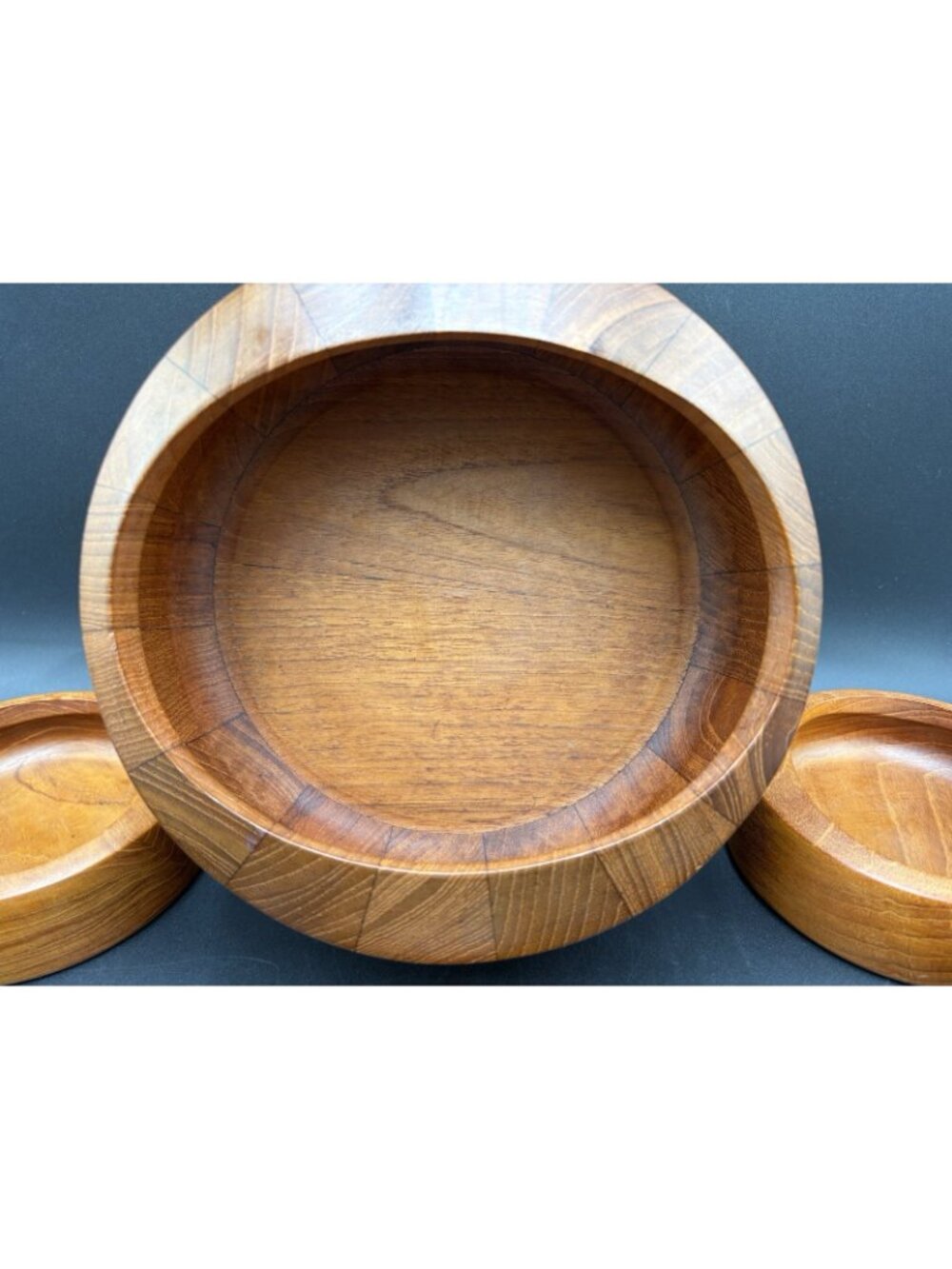 Vtg Dansk Teak Wood Salad Bowls Serving Set of 9 Mid Century Modern Danish EUC - Picture 2 of 16